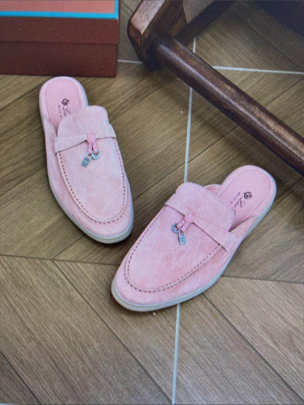 Loro Piana Blush Pink Suede Slip-On Loafer Mules - Picture 4 of 6